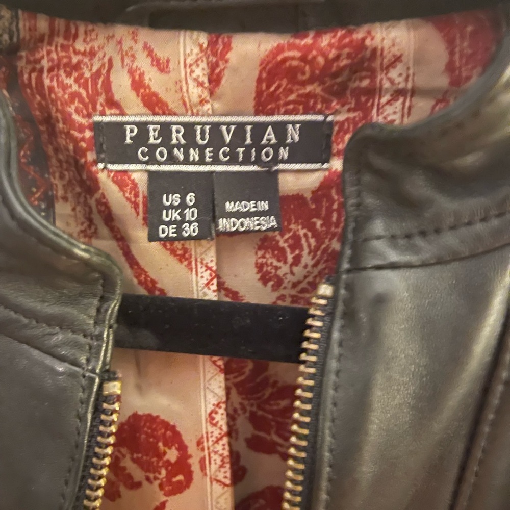 Peruvian collection leather jacket black size 6 - Picture 5 of 9